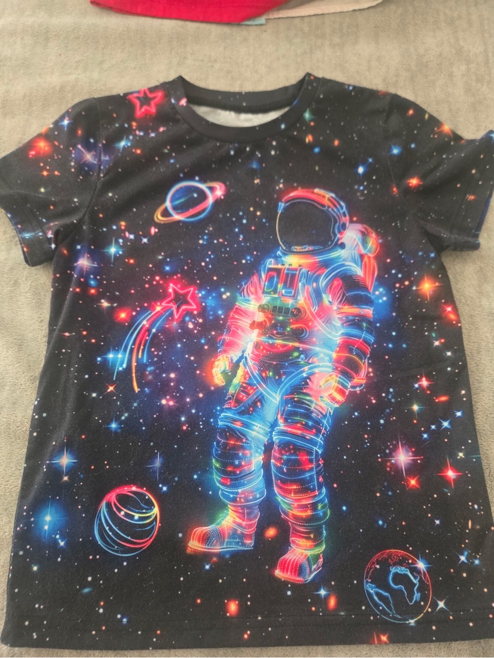 The Children's Place Black Neon Astronaut Graphic Tee